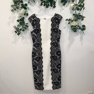 White House Black Market Black and White Sleeveless Midi Dress